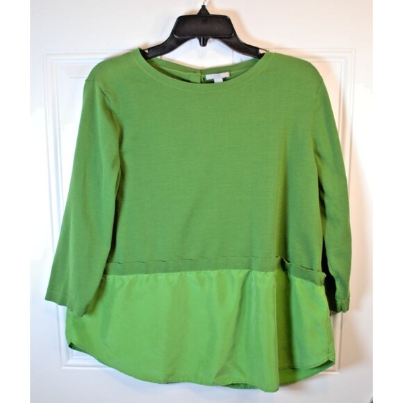 COS Knit & Silk Tunic Kelly Green 3/4 Sleeve Women's Top Size L - Picture 1 of 7